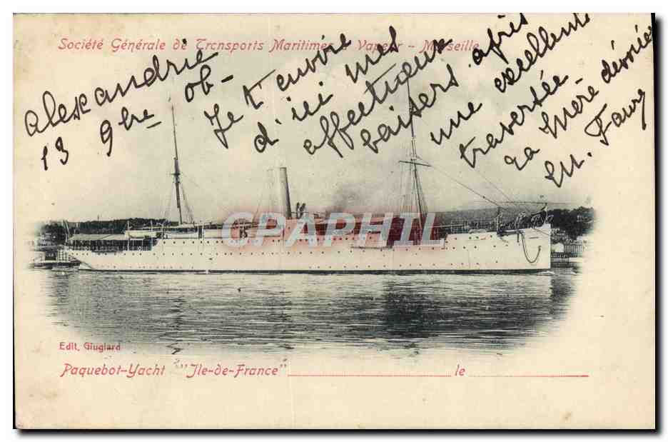 Paquebot-Yacht "Ile-de-France" — Société Générale de Transports Maritimes - Marseille — Edit. Giuglard