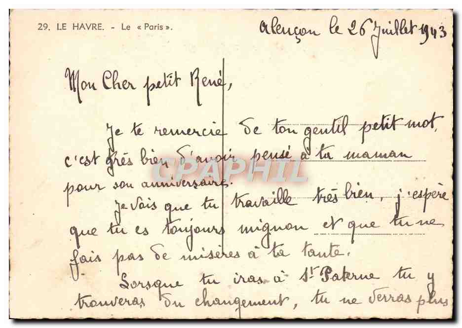 CPM Le Normandie Le Paris Bateau — Verso