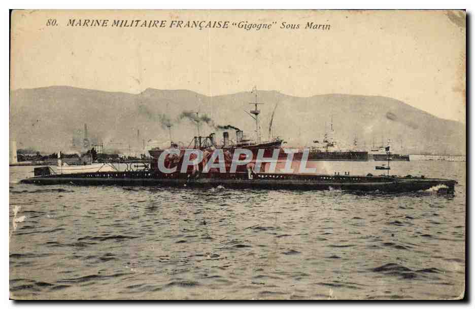CPA Marine Militaire Francaise Gigogne Sous Marin