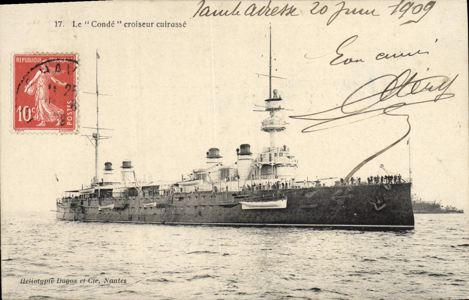 Le "Condé" croiseur cuirassé — Nantes — Héliotypie Dugas et Cie