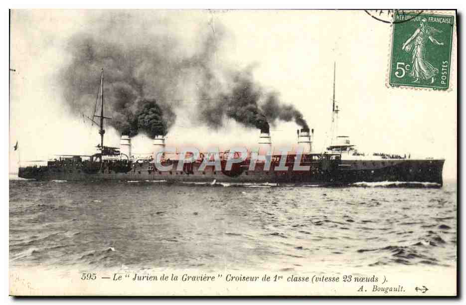 CPA Le Jurien de la Graviere Croiseur de 1ere classe Bateau