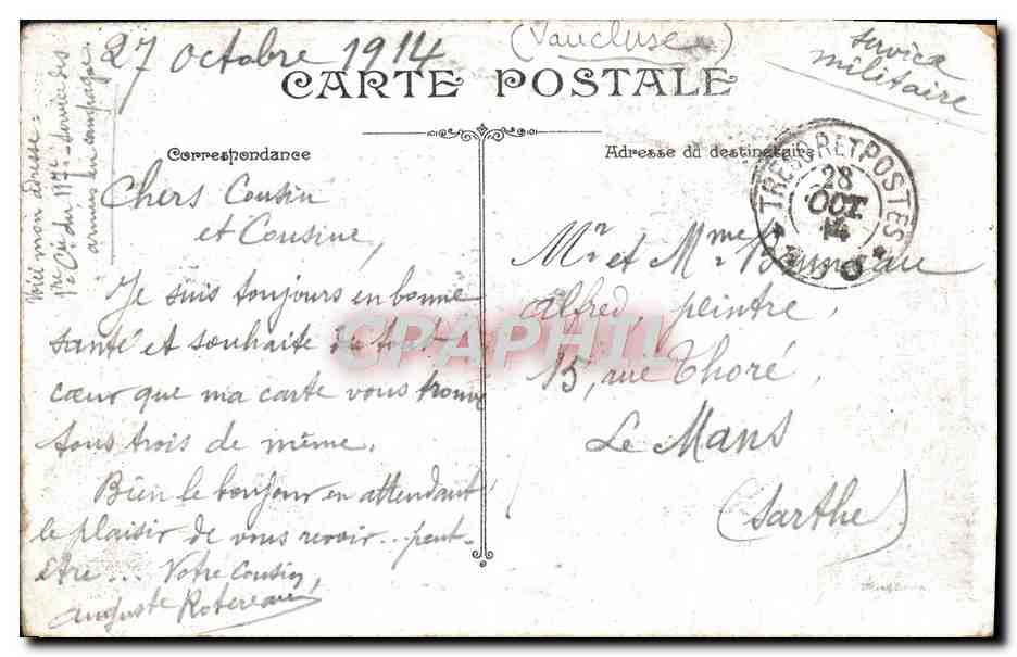 CPA Carpentras Chapelle Notre Dame de Sante — Rückseite