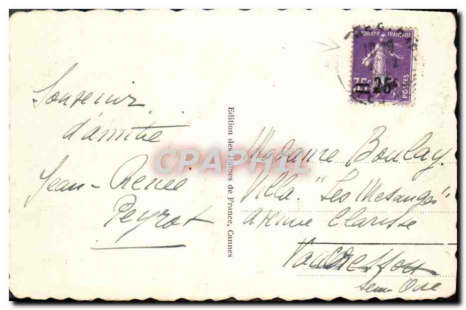 CANNES - Vue générale du Mont Chevalier — Édition des Dîmes de France, n°39 — Rückseite