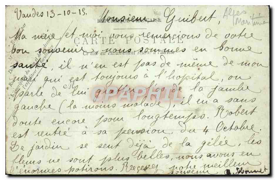 CPA Cannes Le Square La Peyriere Cygne — Rückseite