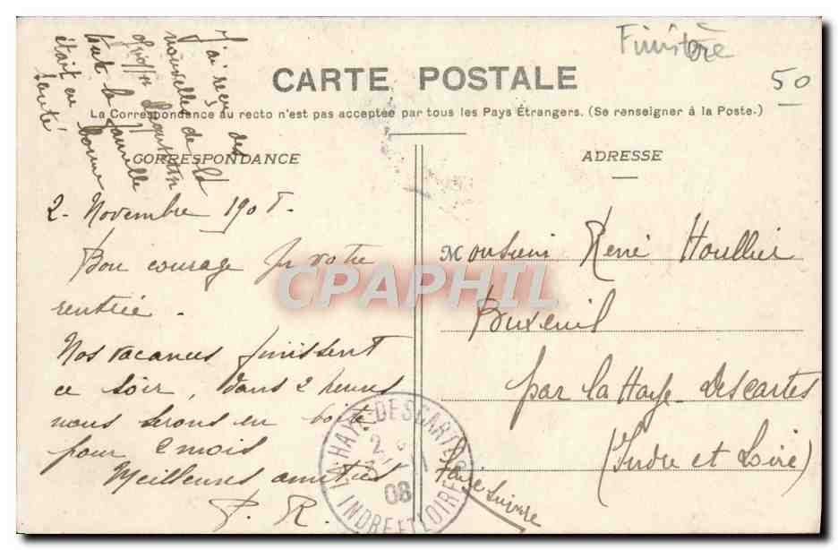 CPA Concarneau Une partie de Trois Sept Folklore Jeux de cartes — Rückseite
