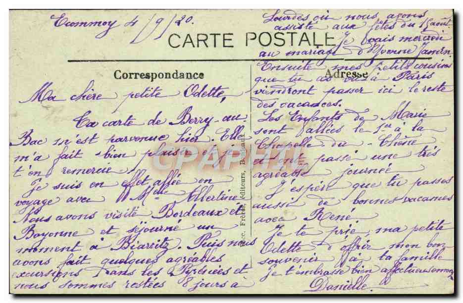 CPA Biarritz Vue d'Ensemble Les Falaises — Verso