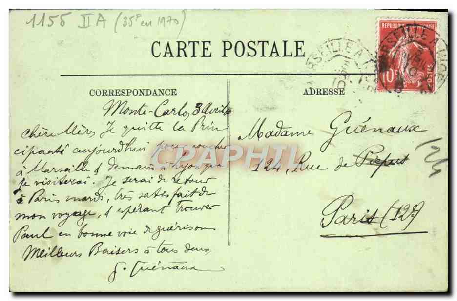 CPA Monte Carlo Vue Dans les Jardins — Rückseite
