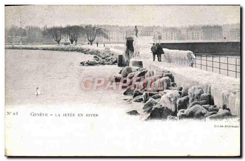 CPA Geneve La Jetee En Hiver