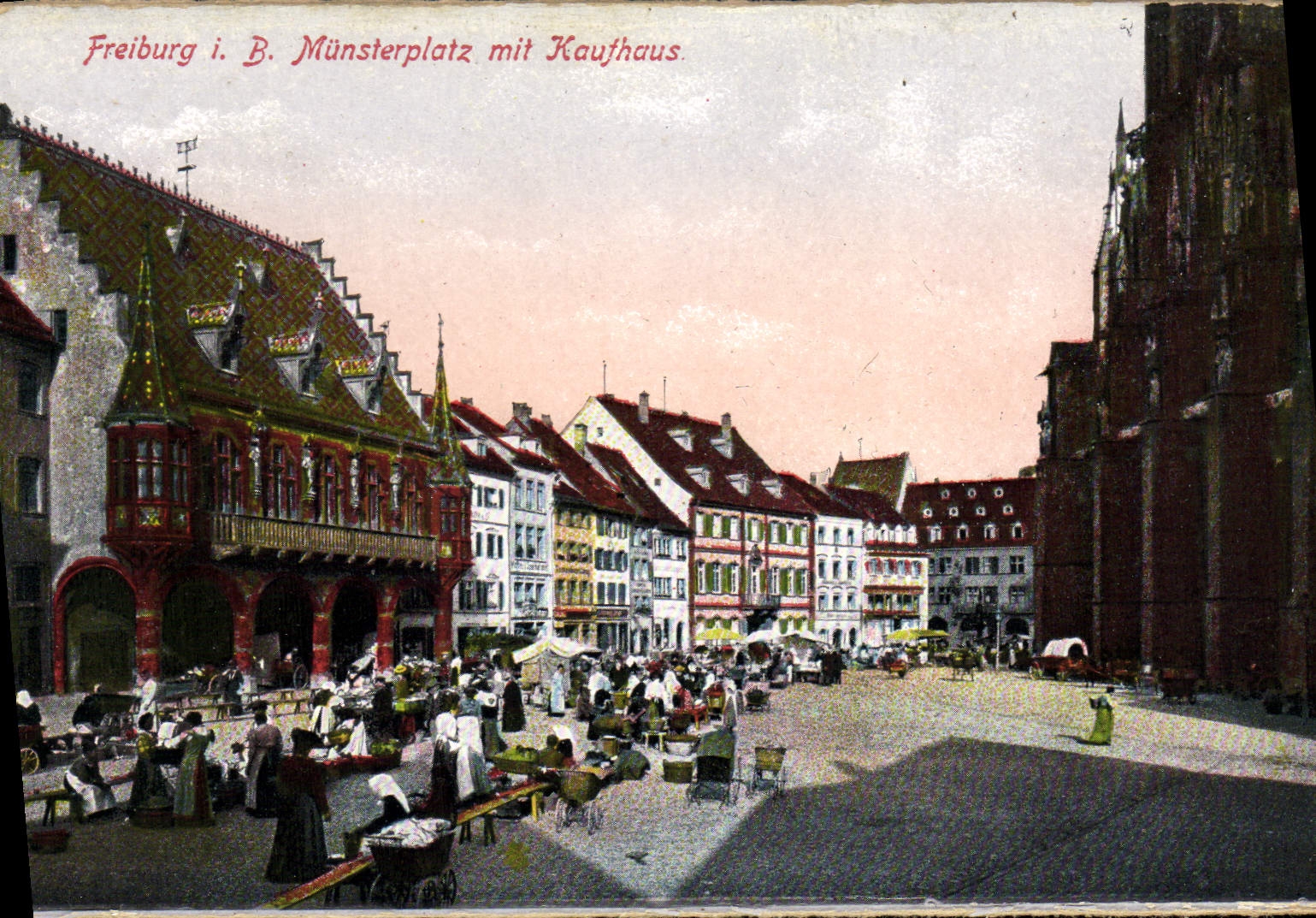 CPA Freiburg Munsterplatz Mit Kaufhaus