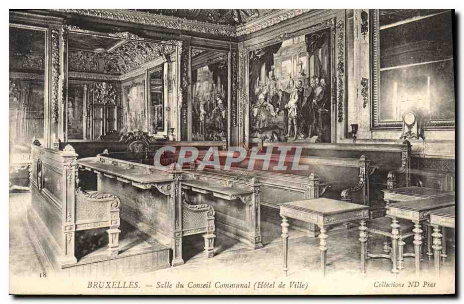 CPA Bruxelles Salle du Conseil Communal Hotel de ville