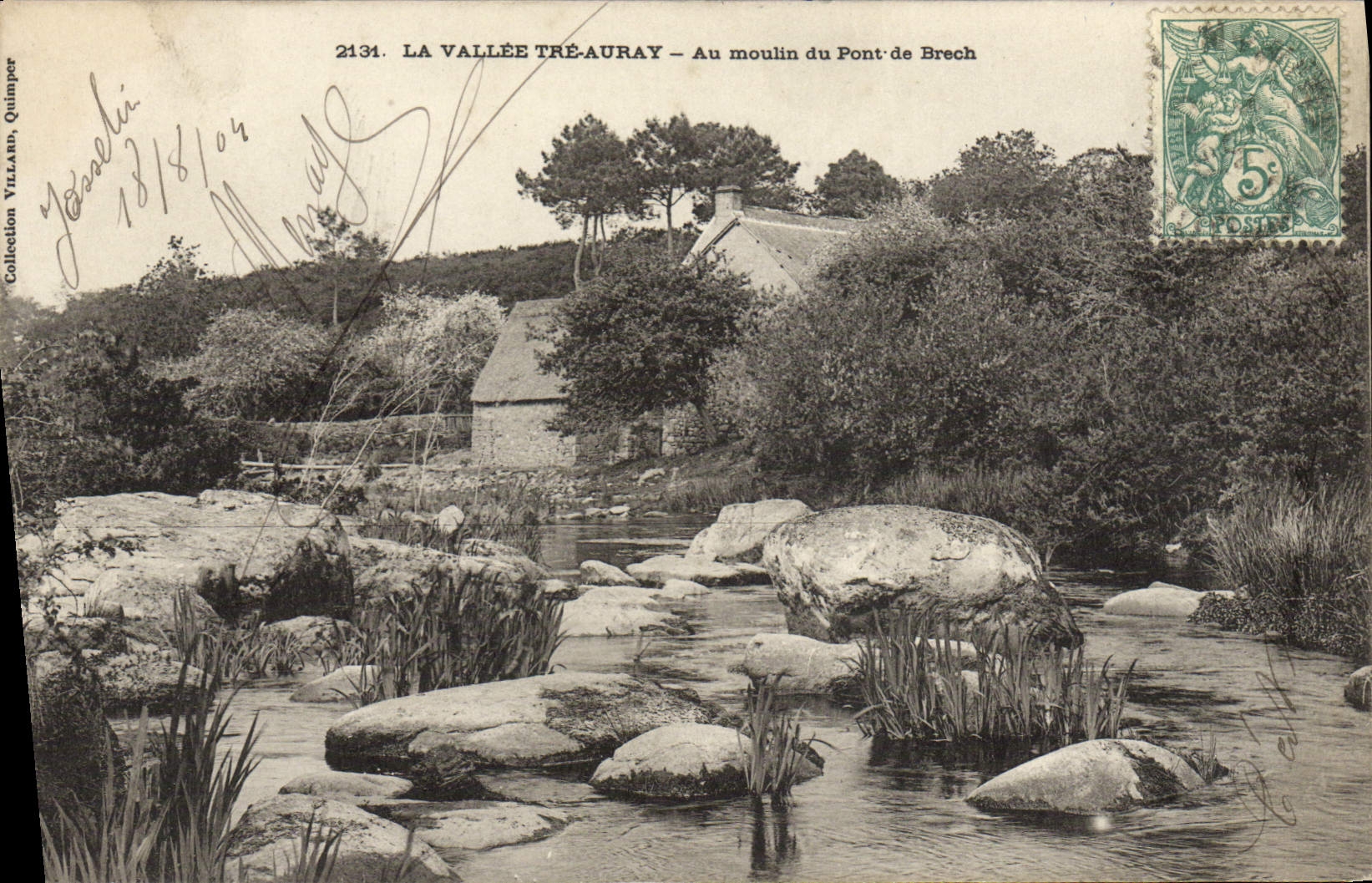 La Vallée Tré-Auray — Au moulin du Pont-de Brech — Collection Villarn, Quimper, n° 2134