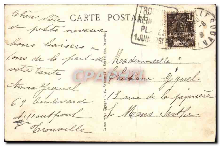 CPA Trouville La reine des Plages Depart du bateau Trouville Le Havre  — Verso