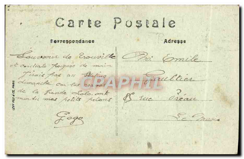 CPA Trouville Les Hotels et la Plage cachet Daguin Deuaville  — Verso