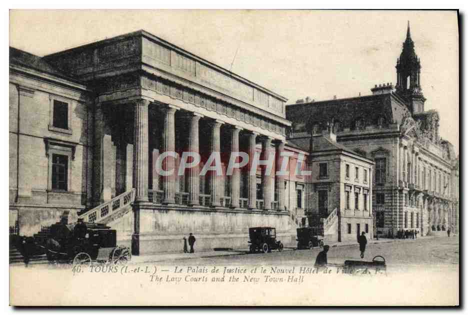 CPA Tours Le Palais de Justice et le Nouvel Hotel de ville