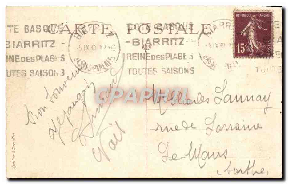 CPA Biarritz Au Port Vieux — Verso