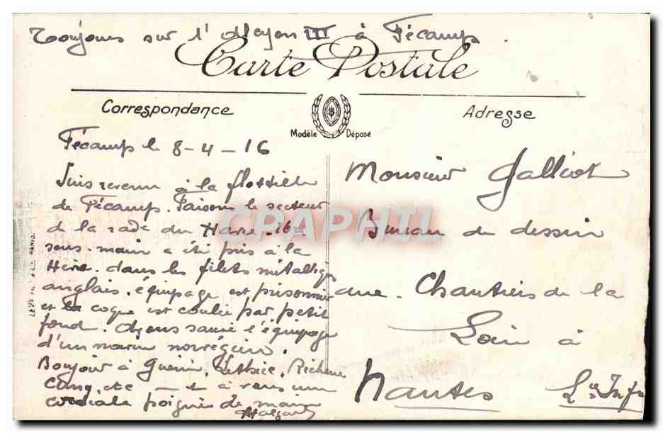 Antieke ansichtkaart Boulogne Sur Mer Le Holland Bateau — Achterkant
