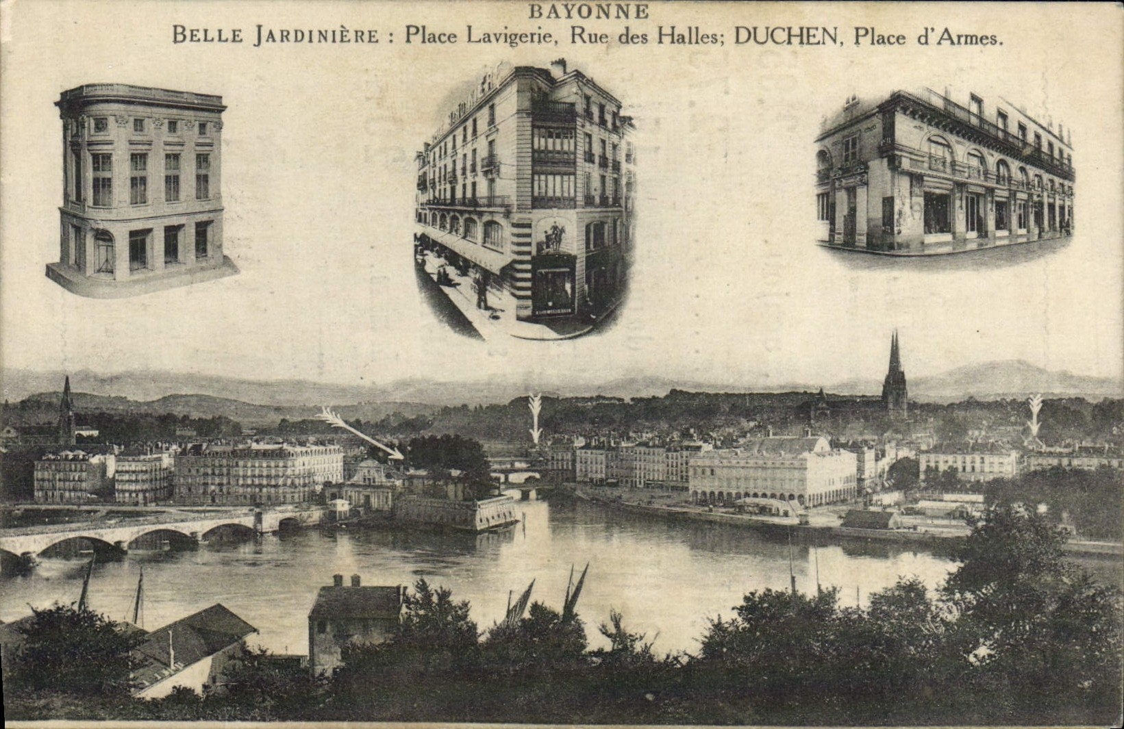 CPA Bayonne Belle Jardiniere Place Lavigerie Rue des Halles Duchen Place d'armes