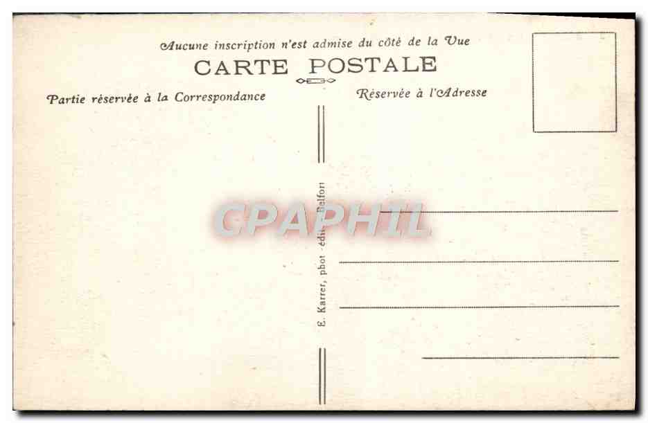 CPA Belfort Le Chateau et le Lion — Verso