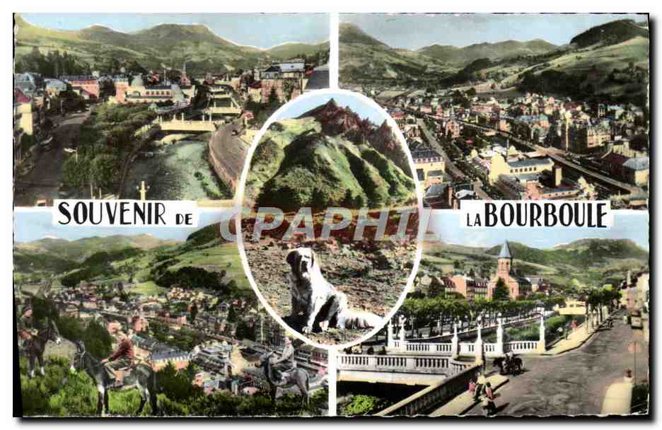 CPM La Bourboule Les Ponts Sur la Dordogne Vue generale Les ponts et l'eglise Chien 