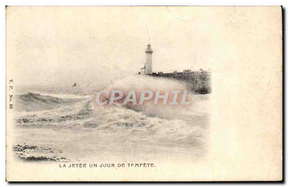 CPA La Jetee Un Jour De Tempete Phare