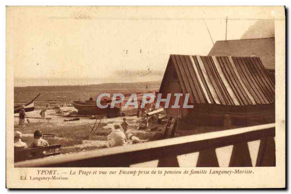 CPA Yport La Plage et Vue Sur Fecamp Prise de la Pension de famille Langaney Morisse