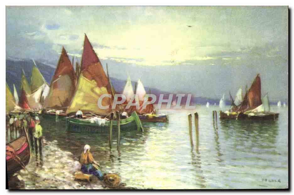 Port de bateaux à voile — vue de port — imprimé par Imprimerie Catalique