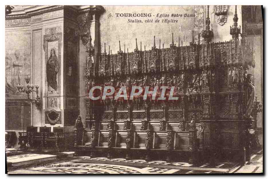 CPA Tourcoing Eglise Notre Dame Stalles Cote de l'epitre