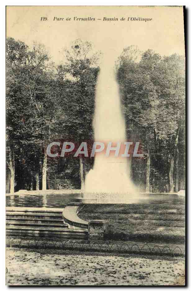 Parc de Versailles — Bassin de l'Obélisque — Éditeur CPAPHIL, n° 129