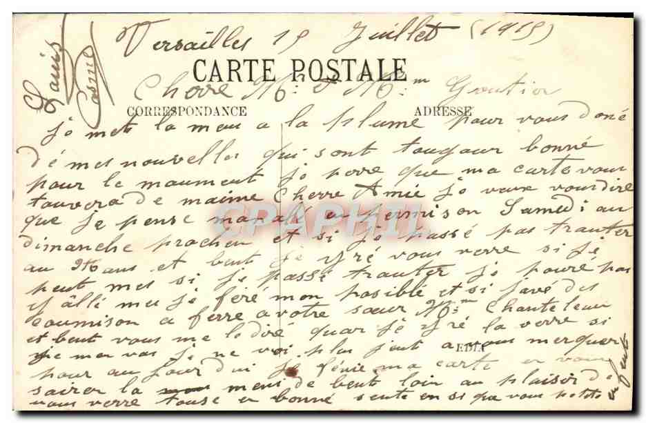 Parc de Versailles — Bassin de l'Obélisque — Éditeur CPAPHIL, n° 129 — Verso