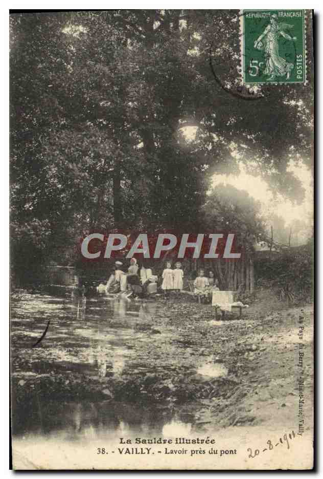 CPA Vailly Lavoir Pres du Pont Enfants