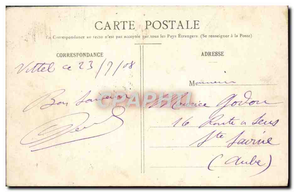 CPA Vittel Cafe et casino — Verso