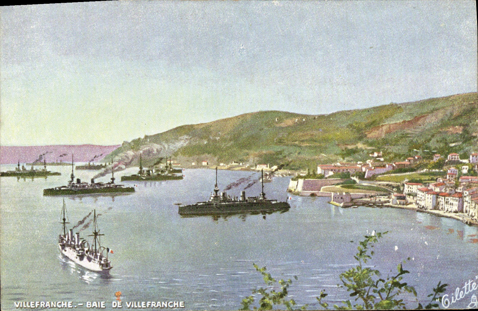 Villefranche - Baie de Villefranche — vue des navires militaires — éditeur Oilette, série 108 p. n° 44