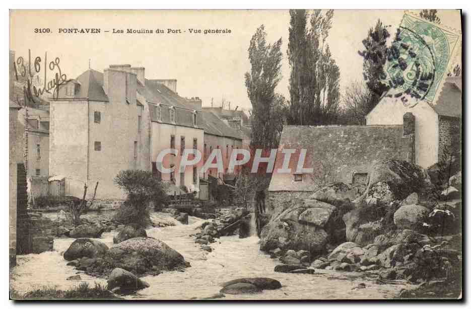 CPA Pont Aven Les Mouilns du Port Vue Generale