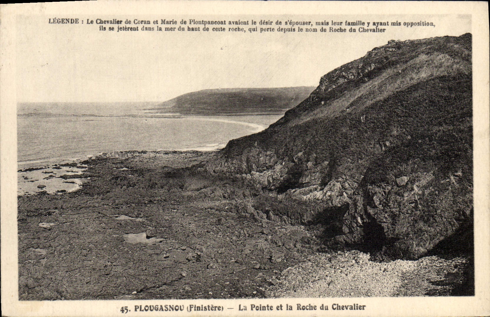 Die Spitze und der Felsen des Ritters — PLOUGASNOU (Finistère) — Legende der tragischen Liebe des Ritters von Coran und Marie de Plontpanco