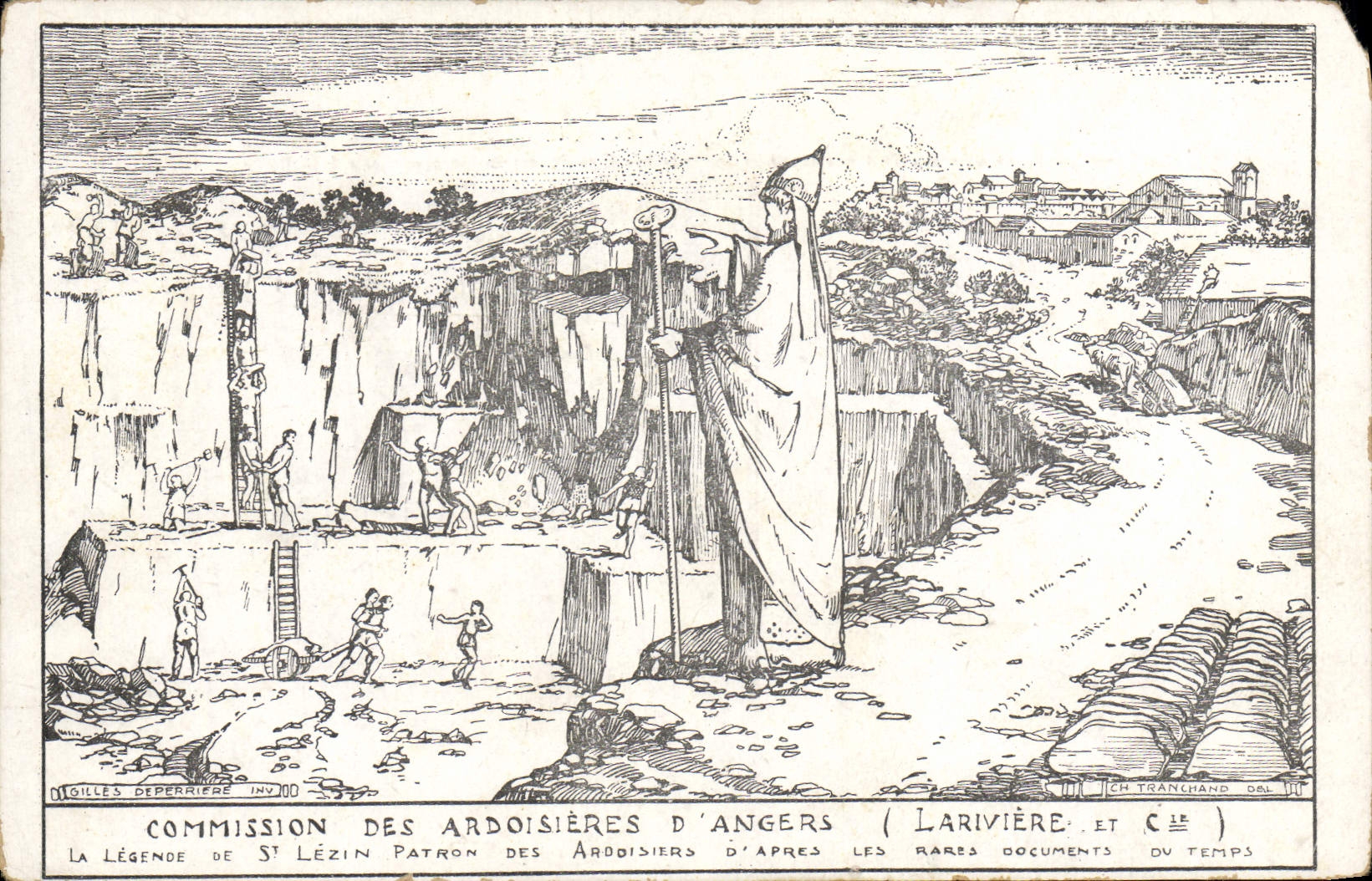 CPA Commission Des Ardoisieres D'Angers Lariviere et Cie La legende de St Lezin patron des ardoisiers 
