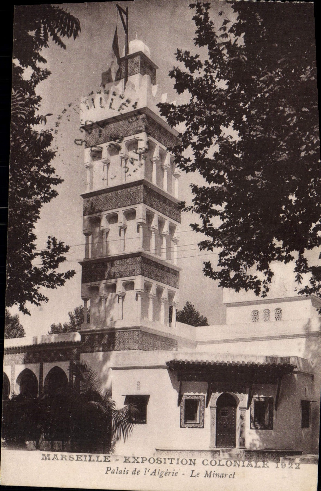 CPA Marseille Exposition Coloniale 1922 Palais de L'Algerie Le minaret