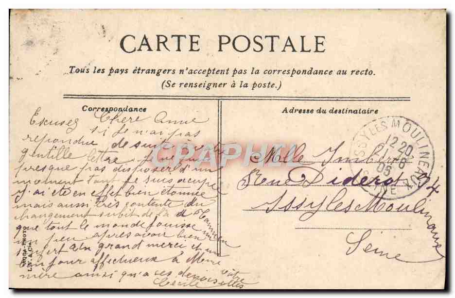 CPA Marseille Exposition Coloniale Palais de la Tunisie 1906 — Verso