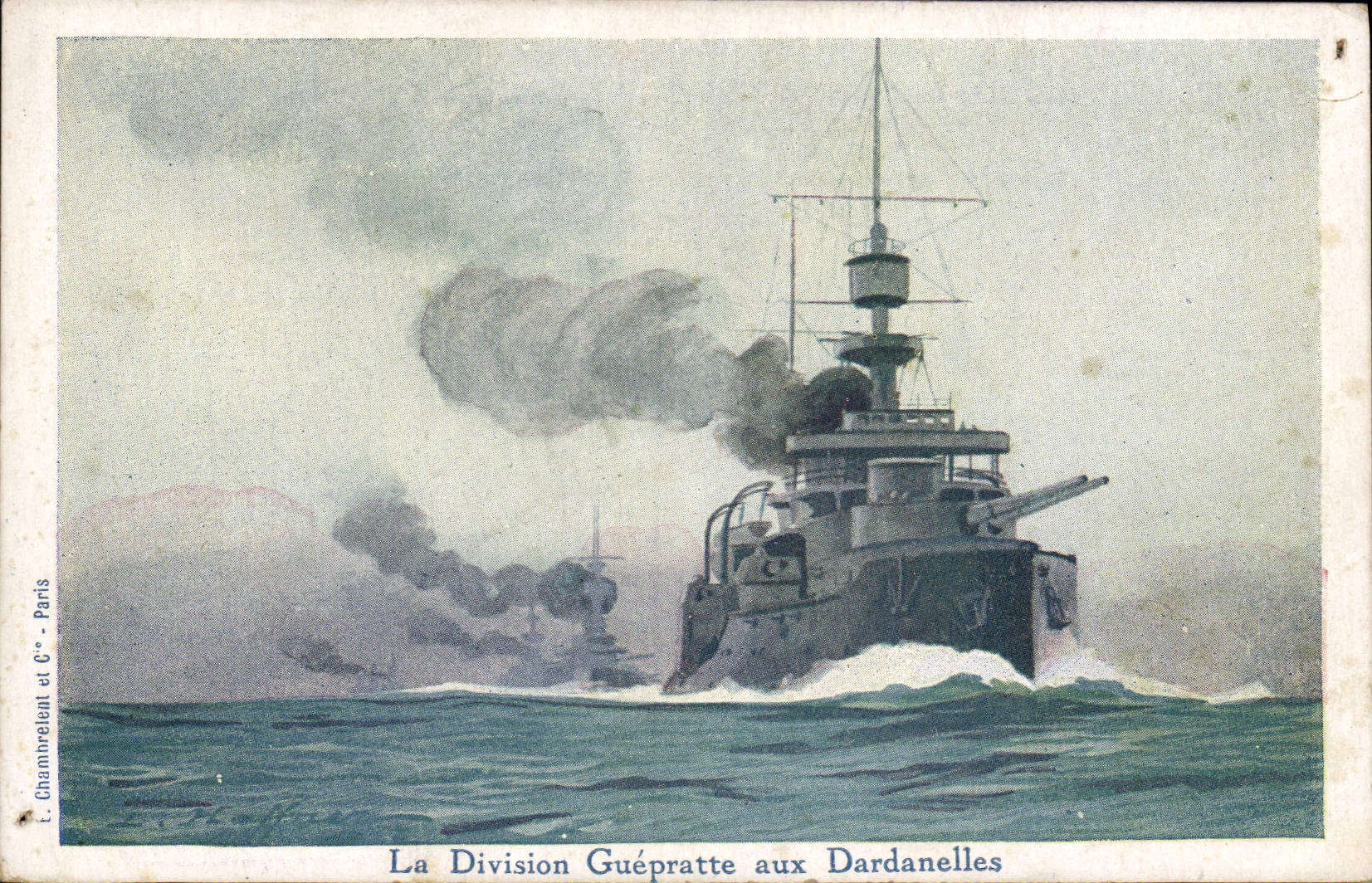 CPA La Division Guepratte aux Dardanelles Bateau