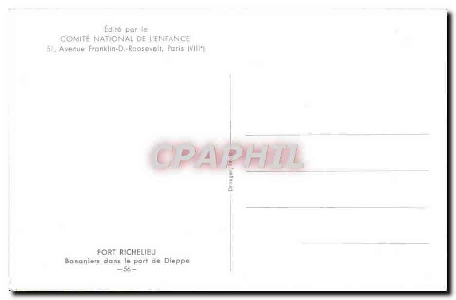 CPA Fort Richelieu Bananiers dans le Port de Dieppe — Back