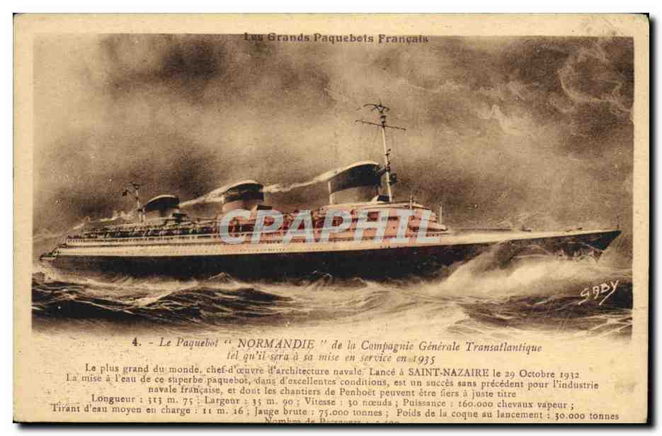 CPA Le Paquebot Normandie de la Compagnie Generale Transatlantique Bateau 