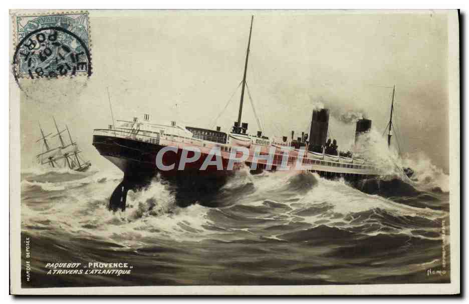 CPA Paquebot Provence a travers l'Atlantique