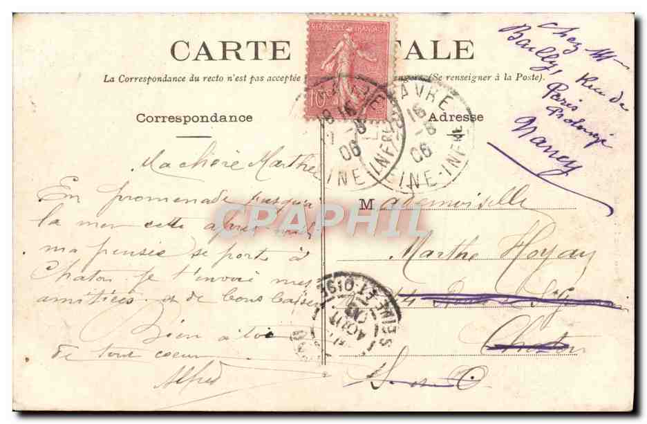 CPA Le Havre La Provence en pleine mer  — Verso