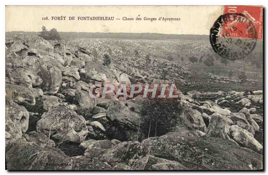 Forêt de Fontainebleau — Chaos des Gorges d'Apremont — Éditeur : P. Bouteillan, n°108