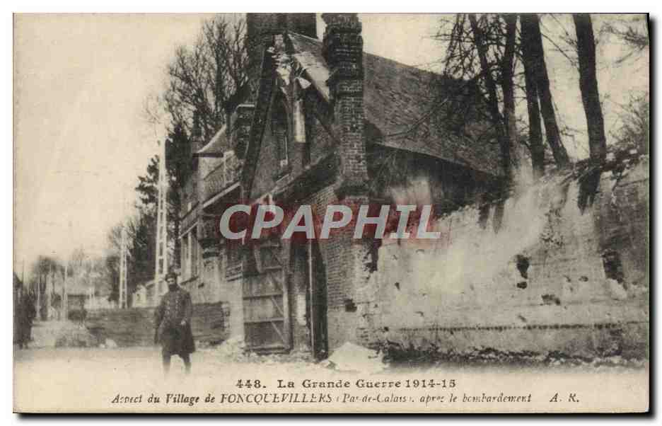 CPA Aspect du village de Foncquevillers apres le bombardement Militaria