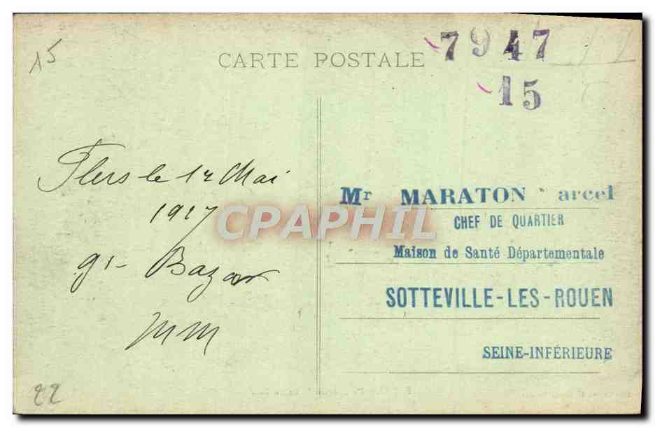 CPA Flers La Grande Allee du Parc — Rückseite