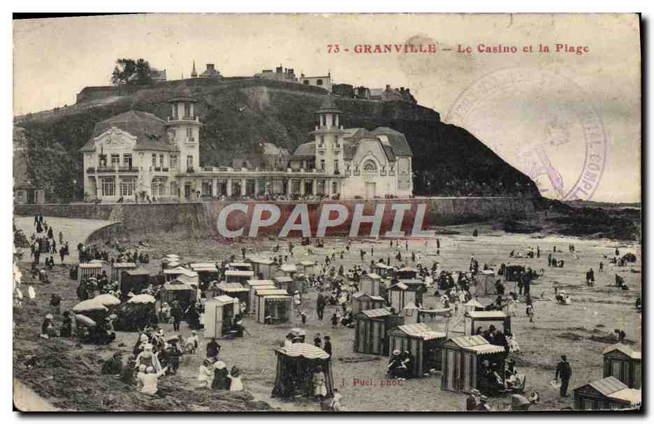 CPA Granville Le Casino et la Plage 