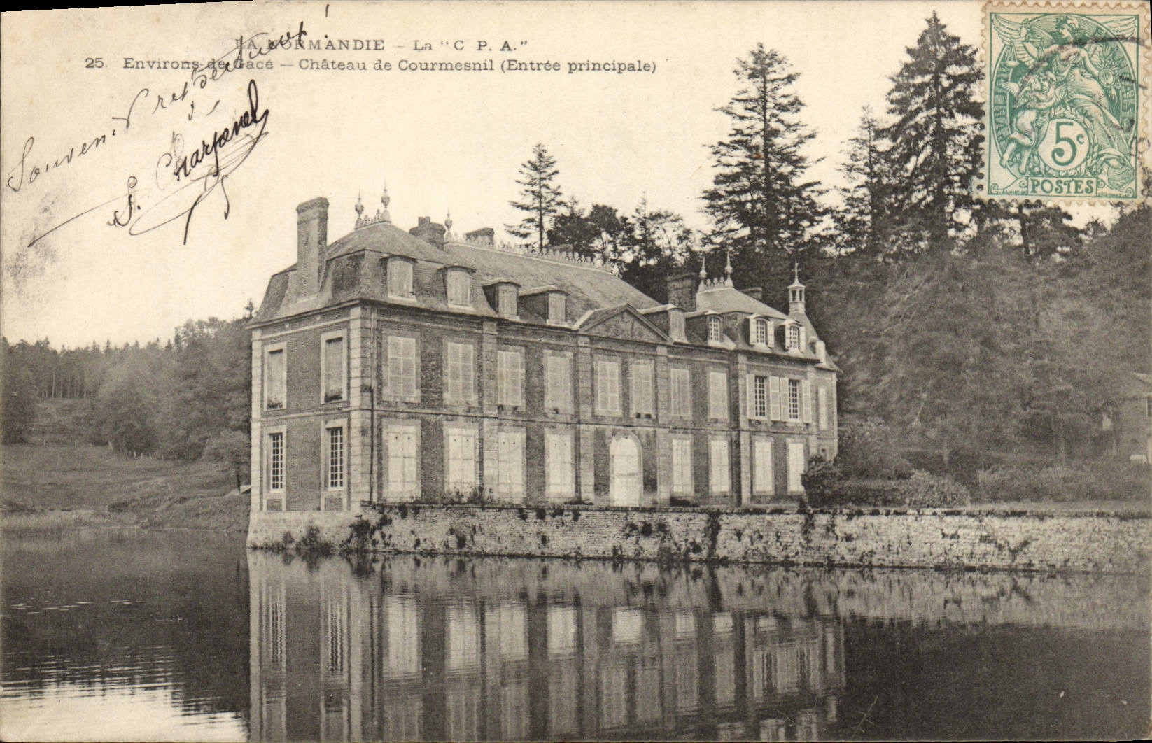 CPA Environs de Gace Chateau de Courmesnil Facade principale 