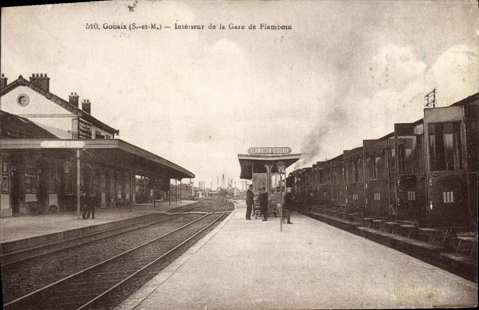 Gare de Flamboin — Intérieur de la gare — Éditeur E. Mignon, Noyon