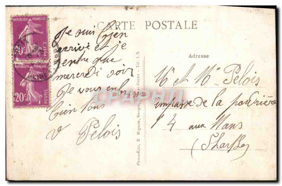 Gare de Flamboin — Intérieur de la gare — Éditeur E. Mignon, Noyon — Verso