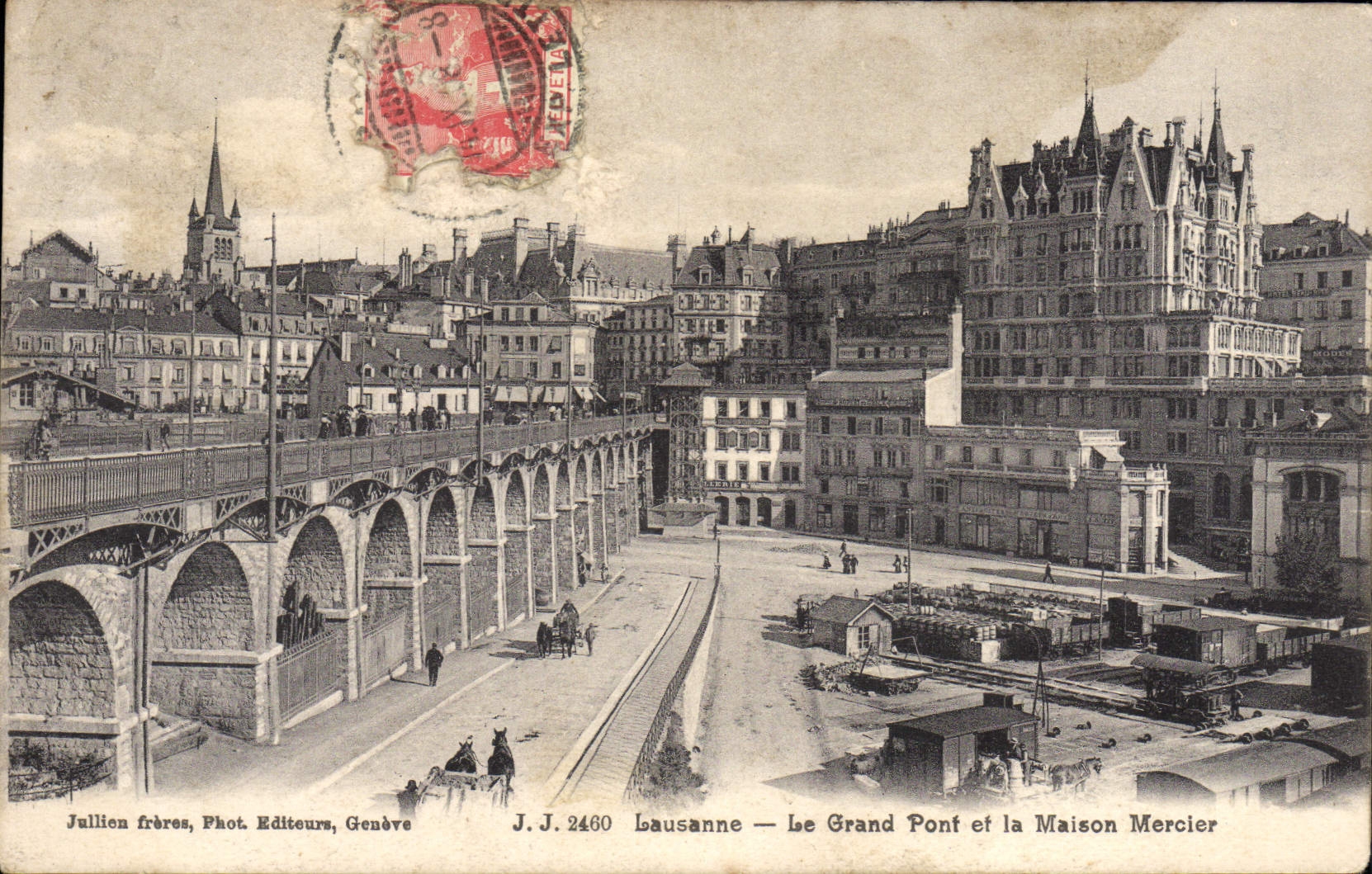 CPA Lausanne Le Grand Pont Et La Maison Mercier